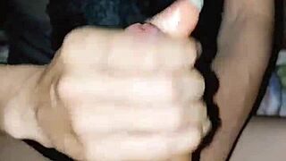 i give my skinny girlfriend a sexy handjob in our couple moment