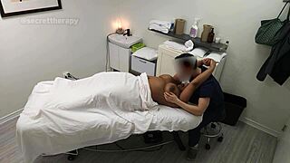 Jessica, thic black student, melted under my special massage on bed