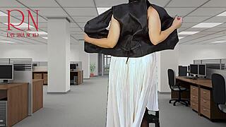 Secretary in Stockings Undresses for Boss in Office