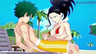 wanna see momo yaoyorozu, kyoka jiro, and izuku midoriya in wild hentai sex?