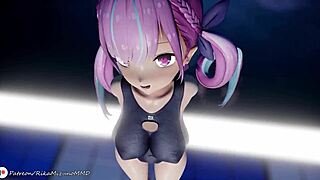 Connection Dance with Minato Aqua and Yozora Mel in MMD R-18 Virtual Youtuber Action