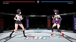 Cute ladies have sex in fuck or fight ryona hentai game
