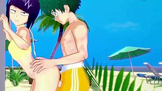 wanna see momo yaoyorozu, kyoka jiro, and izuku midoriya in wild hentai sex?