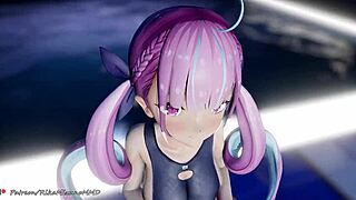 Connection Dance with Minato Aqua and Yozora Mel in MMD R-18 Virtual Youtuber Action