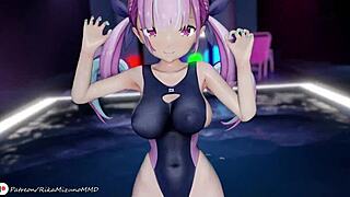 Connection Dance with Minato Aqua and Yozora Mel in MMD R-18 Virtual Youtuber Action