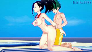 wanna see momo yaoyorozu, kyoka jiro, and izuku midoriya in wild hentai sex?