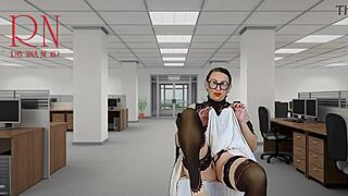 Secretary in Stockings Undresses for Boss in Office
