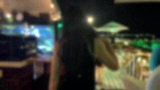 Overwhelmed by the thrill of a public restaurant blowjob