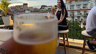 Overwhelmed by the thrill of a public restaurant blowjob