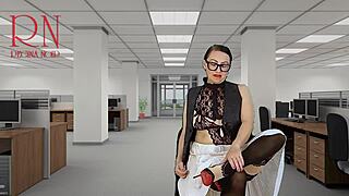 Secretary in Stockings Undresses for Boss in Office