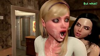 Girl catches shemale MILF in 3D futanari threesome mouth action