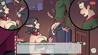 Hey, wanna see femboy cum on Santa elf's face in hentai?