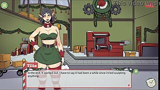 Hey, wanna see femboy cum on Santa elf's face in hentai?