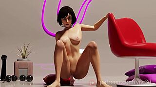 Elizabeth indulges in seductive masturbation with toys, teasing her pussy in a game of pleasure.
