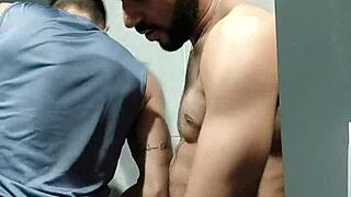 Gym Bodybuilder Caught Staring, Sucked Off in Bathroom Stall