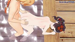 do you want to see mona and chiori fucking aether intensely in genshin hentai