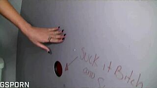 Texas Glory Hole Action with Stunning Blonde Milf in Bathroom Deepthroat Scene