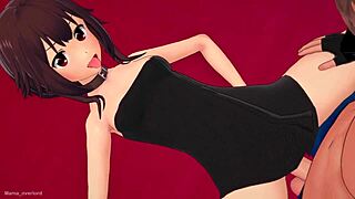 Megumin Drops Towel for Wet Hotel Sex in Adult Hentai