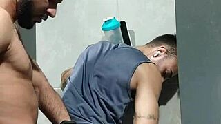 Gym Bodybuilder Caught Staring, Sucked Off in Bathroom Stall