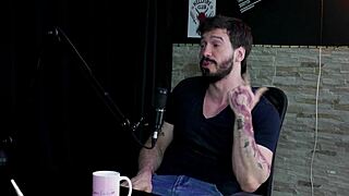 the fear of dick not rising in recording led to little gay porn, so he does therapy for crazy fetish with Arthur Aily in sheer red 😳