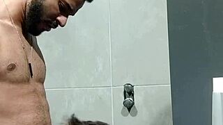 Gym Bodybuilder Caught Staring, Sucked Off in Bathroom Stall