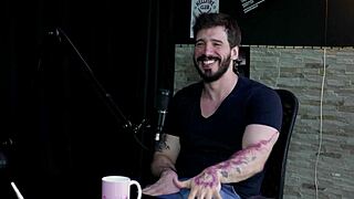 the fear of dick not rising in recording led to little gay porn, so he does therapy for crazy fetish with Arthur Aily in sheer red 😳