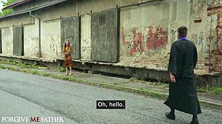 Father, can you forgive this innocent redhead widow’s first hardcore fling?