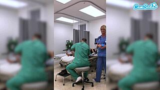 Hot fit milf nurse gets fired after showing her dripping pussy to patients.