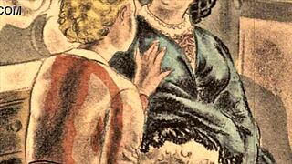 Vintage erotic drawings from retro anime hentai cartoons