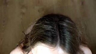 wet teen girlfriend looks in eyes sucking dick balls until cum in mouth