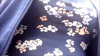 Wow, this nasty teen girl pees everywhere in nylon leggings outdoors, so hot!