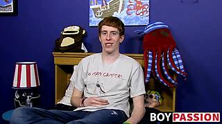 Red-haired guy undergoes casting interview before solo session