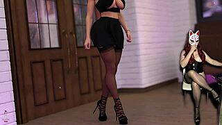 Steps of Debauchery: Pole Dance with Heels, Big Tits, and Upskirt