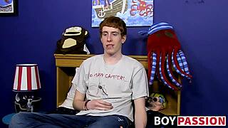 Red-haired guy undergoes casting interview before solo session