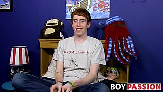 Red-haired guy undergoes casting interview before solo session