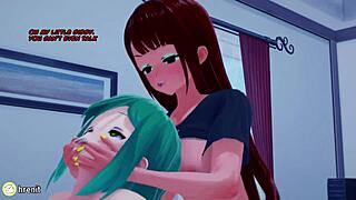 Trap girlfriend rides futanari cock for messy creampie in hentai