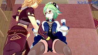 Sucrose, Hu Tao i Aether u intenzivnom Genshin Impact hentai seksu