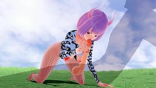 3D Hentai Indian Fantasy with Huge Big Ass Big Tits in Fishnet Getting Handjob to Orgasm