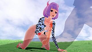 3D Hentai Indian Fantasy with Huge Big Ass Big Tits in Fishnet Getting Handjob to Orgasm