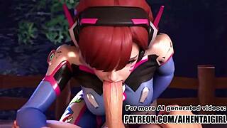Overwatch DVA Cosplay Enjoys Wild Uncensored Hentai Action in AI-Generated Scene