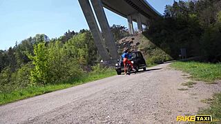 hey, fake taxi babe, take this big cock for your bike ride