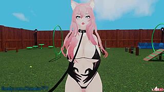 Catgirl, are you ready to be trained as my obedient kitty? she moans and squirts under her master's command