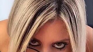 Horny blonde deepthroats and fucks her boyfriend's huge cock