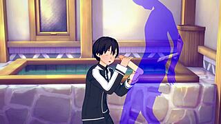 Wow, Sword Art Online Yaoi with Kirito handjob in hot Japanese anime action is wild! 🔥