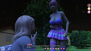 helping the hotties gameplay part 11. watch this blonde slut with big tits kiss and tease in 3d.