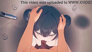 in blue archive, ryuka kisaki gives a blowjob