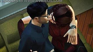 mystique in 3d cartoon anime preview with black character