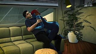 mystique in 3d cartoon anime preview with black character