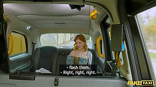 Yo, check this fake taxi ride! Petite redhead squirts on a huge German dick while flashing and banging hard outdoors.