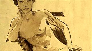 Detailed vintage erotic cartoon drawings from antique anime collections